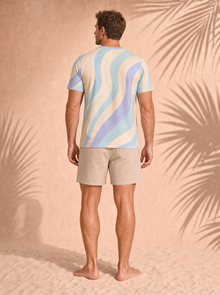 Men's Copacabana Print T-Shirt – Sky Blue Beach Tee, back view