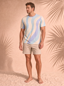 Men's Copacabana Print T-Shirt – Sky Blue Beach Tee, front view