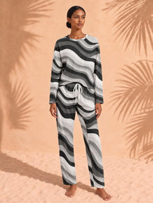 Women's Copacabana Long-Sleeve Lounge Set – Monochrome, front view