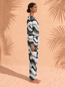 Women's Copacabana Long-Sleeve Lounge Set – Monochrome, side view