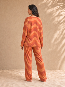 Women's Copacabana Long-Sleeve Pajama Set – Laranja, back view