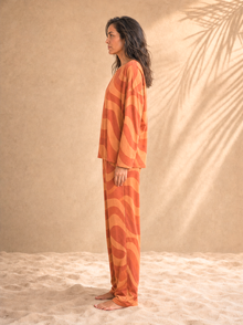 Women's Copacabana Long-Sleeve Pajama Set – Laranja, side view