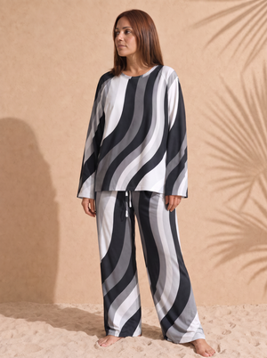 Women's Copacabana Long-Sleeve Pajama Set – Monochrome