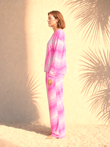 Women's Copacabana Long-Sleeve Pajama Set – Shocking Pink, side view