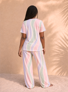 Women's Copacabana Short-Sleeve Pajama Set – Pastel Fantasy, back view
