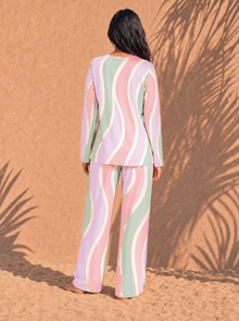 Women's Copacabana V-Neck Pajama Set – Pastel Fantasy, back view