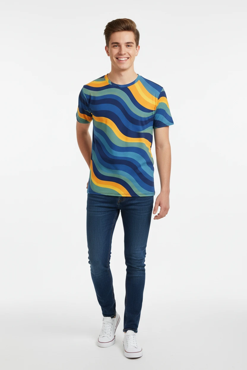 Copacabana Print Youth crew neck t-shirt - Ocean sunset by Pip and moon